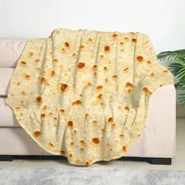 1pc Soft and Warm Mexican Tortilla Print Flannel Blanket for Couch Sofa Office Bed Camping Traveling 240304