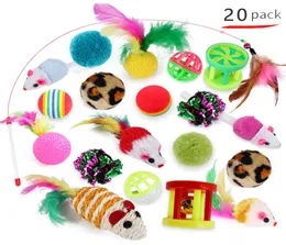 Söt mini Soft Fleece False Mouse Cat Toys Colorful Feather Funny Playing Tray Toy For Cats Kitten Puppy Pet Supplies8552075