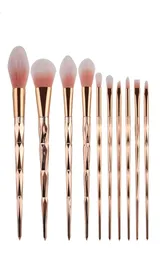 10 pçsset conjunto de pincéis de maquiagem profissional blush pó sobrancelha sombra lábio nariz rosa ouro mistura compõem escova ferramentas cosméticas 7463851