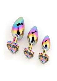 Anal Toys 3 PCSSet Metal Plug Sex for Women Adult Products Buplug Colorful Steel Dildo4296814