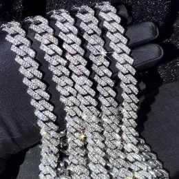 15mm Micro Pave Prong Cuban Chain 목걸이 패션 힙합 Full Iced out out out 남자를위한 Rhinestones 보석 여성 271b