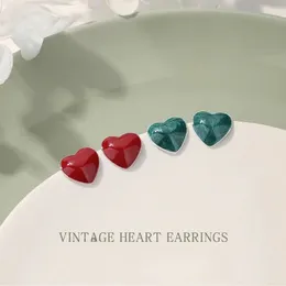 Y2K S925 Sterling Silver Earrings Red Heartshaped Luxury Exquisite Elegant Charm Earing Fashion Versatile Jewelry Gift 240228