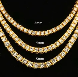 3mm/4mm/5mm Tenniskette Bling Diamant Golden/Silber Kette Halskette Hip Hop Style Schmuck Großhandel Individualisierung