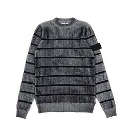 Zimowe gęste ciepłe pasiaste swetra męskie kołnierze załogi męskie swetry Slim Fit Pullover Topstoney Men Knitwear Wygodna moda wysokiej jakości skoczek