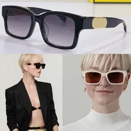 Herren Damen OLock Sonnenbrille Rechteckige schwarze Acetat OLock Brille F4008 Low Bridge Gold Metallbügel mit übergroßem Logo UV Pro266b