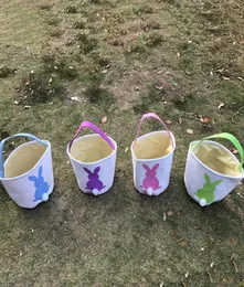 Easter Rabbit Basket Easter Bunny Bags Rabbit Printed Canvas Tote Bag Egg Candies Baskets 50pcs OOA39606263910