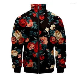 Men's Jackets 3D Ancient Flowers Printing Jacket For Men Winter Women Harajuku Bloom Graphic Children Fashion Cool Vintage Top