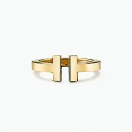 Designer Classic Open Double T Ring Couple Ring Ring 925 Sterling Silver Ring di alta qualità Trend Coppia Anniversary T Ring Love Ring Regali di Natale Prima