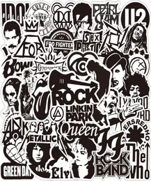 50st Black and White Rock Band Stickers Waterproof Cool Pegatina för skateboard Motorcykel Laptop7252657