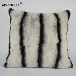 MS Softex Natural Rex Kürk Yastığı Kılıfı Chinchilla Tasarımı Gerçek Kürk Yastık Kapağı Yumuşak Yastık Kapak Evleri Dekorasyon1321L