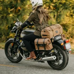 Duffel väskor Motorcykel ryggsäck Canvas Vattentät Rider's Bag Equipment Riding Back Seat Bagage Carrying208L