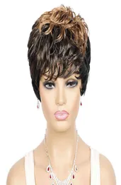 Włosy syntetyczne peruki Cosplay Guruilagu krótkie peruki Kobiety naturalne falowanie dla czarnego koloru odpornego na błonnik syntetyczny Pixie Cut 3190718