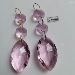 Ljuskrona Crystal Camal 2st 38mm rosa hästögonformad dropp K9 Pendant Octagon Pärlor Suncatcher Garland Lysande hängande delar