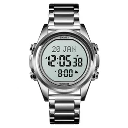 Skmei 1667 Stainls Steel Back Digital Alfajr Azan Prayer Wrist Watch192d