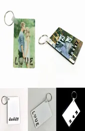 Sublimation Keychain LOVE mom daddy Key Chain Creative DIY Gift Party Favor Blank MDF Custom Keyrings7315181