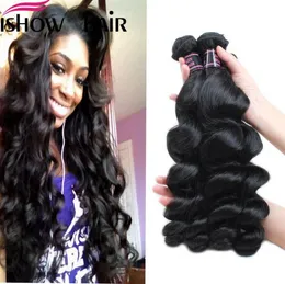 Maylasian Brazilian Peruvian Unprocessed Virgin Hair Loose Wave Hair 4 Bundles Ishow Top 8A Hair Weave 828inch Selling2768811