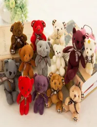 Stuffed teddy bear plush toys girl baby shower party favor cartoon animal key bag pendants 12cm Christmas presents1930808
