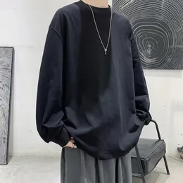 Fashion Solid Long sleeve T-shirt Men's Autumn Korean Fashion Clothes Men Tops Men Woman Brand Tees Cotton Big Size 5XL 240220