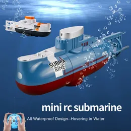 Mini RC Boat Submarine 0,1ms hastighet Remote Control Boat Waterproof Diving Toy Simulation Model Gift for Kids Boys Girls Child 240307