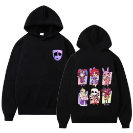 Шаллеры Удивительный цифровой цирк Pomni Hoodie Fashion Women Harajuku смешные каваи с капюшонами унисекс повседневные винтажные пулы