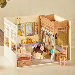 DIY ahşap minyatür bina kiti bebek evleri Mobilya ile Çin Antik Casa Dollhouse El Yapımı Oyuncaklar Noel Hediyeleri 240304