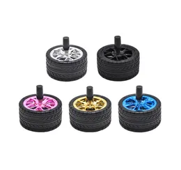 Creative Rubber Car Tires Smoking Ashtray Press Rotary Portable Metal Ash Tray With Lids Silicone Cigarette Holder Durable8867837