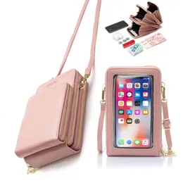 Handtaschen Frauen Tasche Weibliche Schulter Tasche Messenger Tasche Große-kapazität Spiegel Touchscreen Handy Tasche Brieftasche Karte Fall 240306