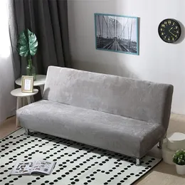 Tecido de pelúcia dobrável sem braços sofá-cama capa dobrável assento slipcover capas mais grossas protetor de sofá elástico capa de futon inverno lj260v