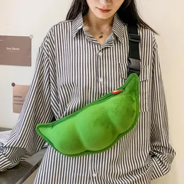 Evening Bags 2024 Personality Plush Pea Shoulder Bag Creative Edamame Shape Ladies Messenger Fun And Funny Chest Bolsa De Mensajero