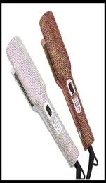 스톡 34 넓은 황소 자리 105 Crystal Flat Iron Sparkle 2 In 1 Bling Diamond MCH Professional Hair Irons Curling Straightener Styling 6401309