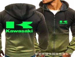 Hoodies homens kawasaki logotipo do carro impressão casual hiphop harajuku gradiente cor com capuz lã moletom com zíper jaqueta homem Clothin7537248