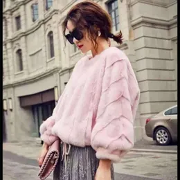 Ny Pullover Full Mink Fur Coat Women's Short Fashion Young Bat Shirt Haining 884770