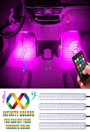 LED Strip Light 4PCS 48 LEDS LEDS LEDS Multicolor Car Interior Light مع وظيفة صوتية نشطة لاسلكية التحكم عن بُعد Charger20198018131