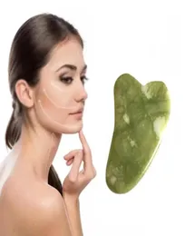 Home Health Gua Sha Set Pietra naturale Giada verde GuaSha Massaggiatore per terapia raschiante Jades Roller1754971