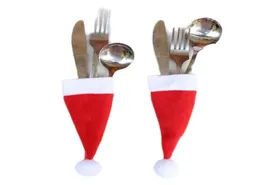 Christmas Caps Dinnerware Sets Cutlery Holder Fork Knives Silverware Pocket Xmas Decor Bag Tableware157708183