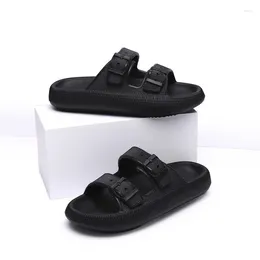 Slippers Couple Shoe For Men Thick Soled Summer Double Row Buttoned Sandals Women Zapatos Para Hombres Pantufla