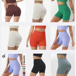 ALLUU yoga pantaloni da yoga europei e americani a vita alta con glutei color pesca da donna pantaloni skinny a tre punti pantaloncini da palestra filettati ad asciugatura rapida