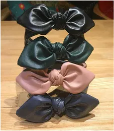 Synthetic Leather Bow Knot Headbands Hairband Bezel For Women NonSlips Hair Band Solid Hair Accessories Head Wrap6047804