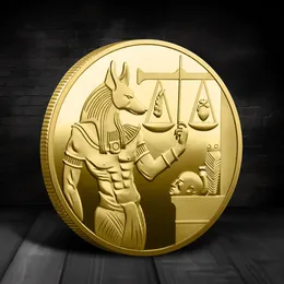 Anubis The God of Death In Ancient Egypt Souvenir Gold Plated Coin Pyramid Dieb Pattern Collectible Commemorative Coin