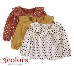 Toddler Baby Girl Shirt 2019 Spring Autumn LongSleeve Tshirt Kids Infant Peter Pan Collar Tops Cotton Linen Girls Blouse Dot Bab7997130