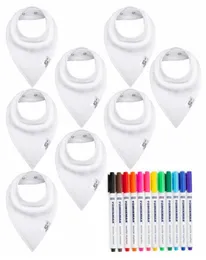 DIY Bib Plain White Baby Bibs For Boys Girls 8 Pack Baby Bandana Drool Bibs Solid Colors With 12 Fabric Markers Pens Funny Bibs Y29475346