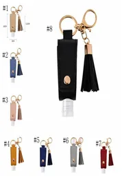 Leder-Desinfektionsmittelhalter, PU-Lederetui mit 30-ml-Handdesinfektionsmittelflasche, Quaste, Schlüsselanhänger, Mädchen-Frauen-Schmuck, 8 Designs, 50 Stück 6866063