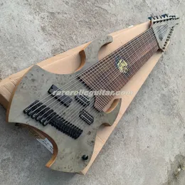 Orms djent jared äter 18 strängar monstrositet burl lönn topp grå elektrisk basgitarr mahogny xylofon kropp palisander fingerboard 6 +12 svart hårdvara