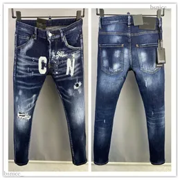 D2 DSQ ICON مصمم الأزياء D2 PANTS SKINNY FETS JAENS MUSSION FASHION PRESTRED RETRO Blue Streetwear DSquare Jeans 347