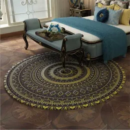 Aovol Vintage Ethnic Wind Bohemian Round Rug Carpets for Living Room Bedroom Rugs快適で柔らかい床マット277