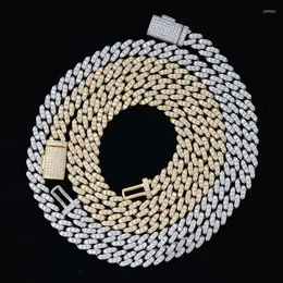 سلاسل S925 Silver Iced Moissanite Cuban Necklace 8mm Row Single D Color VVS Hiphop Chain for Women Men INS Gift305i