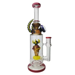 Grimace Hookahs Glass Bong Recycler Smoking Water Pipe Dab Rig 28cm Height with 14mm Joint