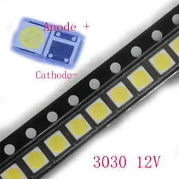 100 pz/lotto SMD LED 3030 12V Bianco Freddo A Due Emettitori-Chip Ad Alta Potenza Per Lextar TV Strisce di Retroilluminazione Applicazione