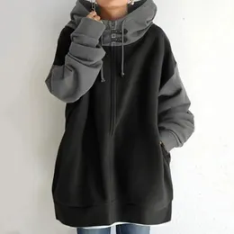 Kadınlar Hoodie Gizli Zip Şık Kadınlar Modaya Modaya Desen Tasarımı Rahat Midongt Pullover Withautumn için 240223