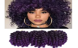 Pakiet 3 jamajskiego odbicia szydełkowania różdżka włosy Curl Syntetyczne włosy Warkocze 8 -calowe Afro Kinky Plaging Hair przedłużki dla BLAC5822027